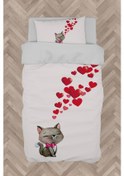 Resim Mekta Home Bebek Ve Çocuk Odası Kedi Ve Kalp Desenli Nevresim Takımı 