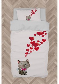 Resim Mekta Home Bebek Ve Çocuk Odası Kedi Ve Kalp Desenli Nevresim Takımı 