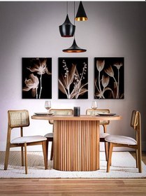 Resim Niyegara İskandinav Natural Ahşap Masa Sandalye Takımı 90x130 Natural 