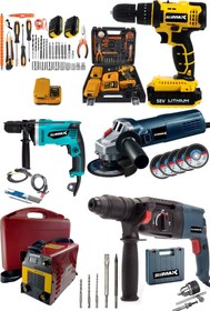 Resim stilmax 5'li Süper Usta İşi Atölye Seti 200a Dijital Invertör Kaynak Makinesi + Matkap Avuç Taşlama Kırıcı 