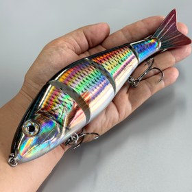 Resim Ekstra Büyük Balık Yemi - Çok Bölmeli Gerçekçi Sallanan Batan Yem, 3 Üçlü Kancalı, Tuzlu Su & Tatlı Su için Canlı Renk Karışımı, Dayanıklı Yapay Balık, Levrek, Alabalık, Turna Balığı, Yemiş Balığı, Balık Yemleri ve Yemleri, Doğal Görünüm 