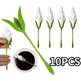 Resim 10 Adet Şık Çiçek Desenli Peçete Tutucu - Yeşil, Düğün, Parti, Günlük Yemek Masası Dekoru İçin - Dayanıklı PP Masa Süsü - Kolay Kullanımlı Peçete Standları, Resmi Etkinlikler, Partiye Özel Sofra Takımı, Yüksek Kaliteli Aksesuar, Dekoratif Stand, Noel İçin En İyi Seçim 