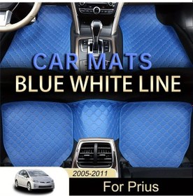 Resim Dream011 Toyota 2005-2011 Lüks Kaymaz Tabanlı 5 Parça Halı Seti Blue-white Line 