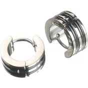 Resim Erkek Küpe Çelik Siyah Çizgili Takı Aksesuar W P24 T5 