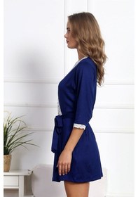 Resim Vienetta Kadın Indigo Dantelli 7/8 Kol Polyester Sabahlık 4209 