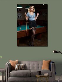 Resim Kanvas Tablo Bilardo Masasında Kadın, 70 x 100 CNVSDKEY139602 