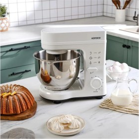 Resim Chef 5 L Lik Paslanmaz Çelik Hazneli Stand Mikser Beyaz 1500W Ultra Güçlü Motor 
