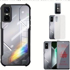 Resim 4'ü 1 Arada Infinix GT 30 Pro için Şok Emici Telefon Kılıfı + Yumuşak Gizlilik Seramik Koruyucu Film + Lens Filmi + Arka Kapak 