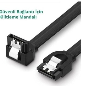 Resim Se-7030 Sata Data Kablosu 0,50cm L 90derece Dirsek Köşeli Sata3 7 Pin 6gbs Ssd Hdd Data Veri Kablosu 