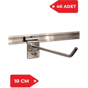 Resim 10 Cm - 40 Adet Kanallı Pano Kancası Raf Askısı Galvaniz 
