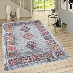 Resim Rovigo Dijital Baskı Yıkanabilir Kaymaz Taban Salon Halısı Rvg1721, Gri, 180 x 250 