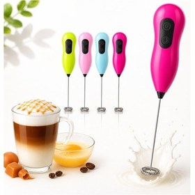 Resim Pilli Süt Köpürtücü Mini Mikser Kahve, Latte Ve Yumurta Çırpıcı Taşınabilir, Güçlü Motor Çok Renkli 
