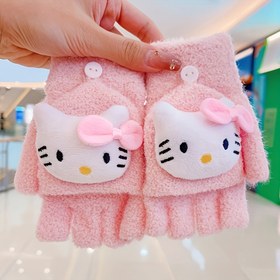 Resim 2 adet Sanrio for hello kitty, for My Melody, for Kuromi, for Cinnamoroll Peluş Eldiven - Pastel Pembe ve Mercan Fleece, Kadınlar için Dönüştürülebilir Parmaksız Eldivenler, Günlük ve Özel Etkinlikler için Sevimli Sanrio Karakterleri - Sanrio Hayranları için Mükemmel Hediye, Etkinlik Aksesuarları, Canlı Tasarım, Yumuşak Dokulu 