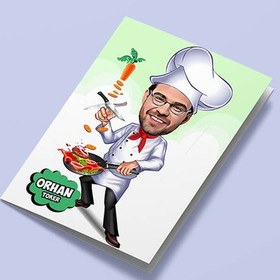Resim Aşçı Erkek Karikatürlü Tebrik Kartı 