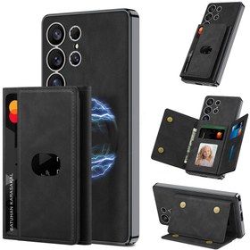 Resim Sphone Samsung S25 Ultra Uyumlu Kılıf Deri Magsafe Şarjlı Ayrılabilen Magnetic Cüzdan Kartvizitlik Standlı 