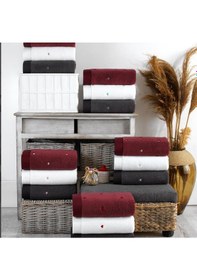 Resim Lubow Love Fuşya Lila Nakışlı 50x90 6'lı Havlu Seti - Mapı-510449 Renkli 