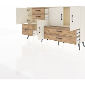 Resim Arges Konsol 4 Raflı 5 Çekmeceli 4 Kapaklı 176x30x99 Aytaşı-aytaşı/çam Aytası/atlas Çam - Aytası 