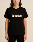 Resim Kedi Patileri Baskılı T-shirt SIYAH 