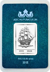 Resim 999 Ayar Gümüş İle Üretilmiş Gemi Temalı Hediyeye Özel 10 Gram Gümüş Külçesi-737 