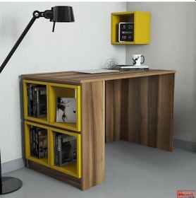 Resim Variant Variant Box Çalışma Masası - Ceviz / Sarı 