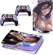 Resim Vinyl Skin Sticker Decal Cover for PS5 Disc Edition, Beautiful Lady PS5 Disk Console and Controllers Skin 