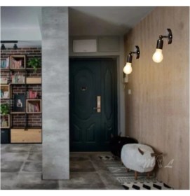 Resim Mediterian Rustik Bakır Eskitme Hareketli Duvar Aplikası, Metal, E27, Beyaz Renk 