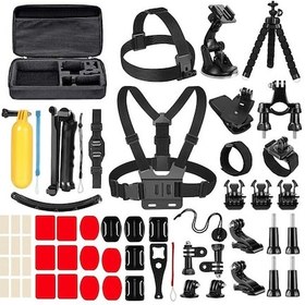 Resim Gopro Aksiyon Kamerası Aksesuarları Kiti Kafa / Göğüs Kemeri Tripod Seti İçin 56'sı 1 Arada 