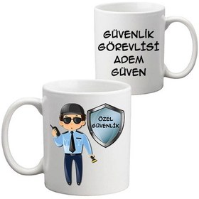 Resim Erkek Güvenlik Görevlisine Hediye Isimli Kupa Bardak 