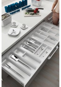 Resim Mutfak Çekmece Içi Kaşıklık 114cm X 48cm Yanlar Ve Boydan 4cm Kesilebilir, Beyaz Beyaz 