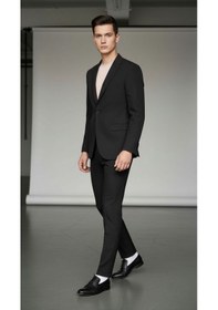 Resim Erkek Tek Düğme Slim Fit Takım Elbise - Şık Ofis ve Davet Kombini Siyah 