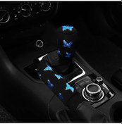 Resim 2-piece Kumaş Flaş Blingbling Araba El Freni Seti Kolu Seti Manuel Dişli Gene Mavi Mavi 