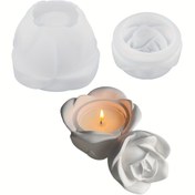 Resim 3D Silikon Zarif Gül Şekilli Kavanoz Kalıbı Kapaklı Mum Tutucu, Gül Depolama Kutusu Kalıbı Reçine Alçı Beton Dökümü, DIY Sanat El Sanatları Ev Dekorasyonu için Mum Vahaları Kalıbı 