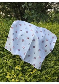 Resim Müslin Örtü 75x85 Ağız Bezi Hediyeli Beyaz - Kırmızı 