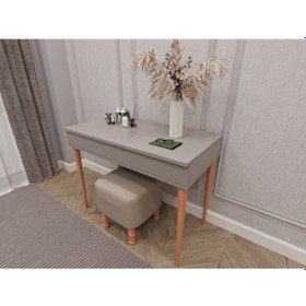 Resim Asra Trend %100 Mdflam Aynalı Makyaj Masası Mam-01 Kül Gri Gri 