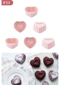 Resim Onikiden SL11 Tüm Hava Fritözleriyle Uyumlu Airfryer Silikon Kalp Muffin Kek Kalıbı 6'lı 