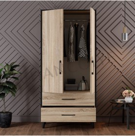 Resim Chancolye Nova Elbise Dolabı 2 Kapaklı 2 Çekmeceli 