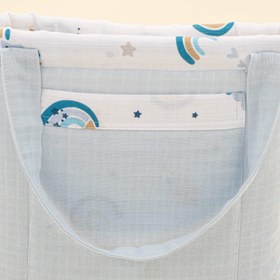 Resim Bebek Bakım Çantası - Bebe Mavisi Muslin - Mavi Gökkuşağı 
