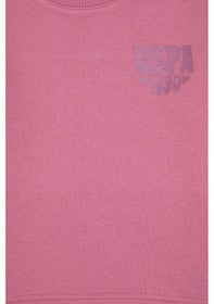 Resim U.S. Polo Assn. Kız Çocuk Pembe Simli Baskı Detaylı Bisiklet Yaka Basic Sweatshirt 50314289-VR167 
