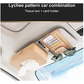 Resim Dancemonkey Cbtx Otomotiv İç Litchi Doku Pu Deri Araba Güneşlik Mendil Kutusu Kart Klipsi Seti - Turuncu 