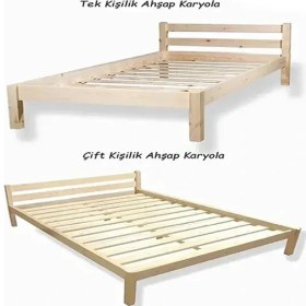 Resim Loolpi Home Palet Yatak Doğal Ahşap Başlıklı Karyola 