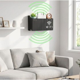 Resim Nemere Duvar Tipi Wi-Fi Modem Saklama Kutusu(Siyah) - Kablo Düzenleyici Router Raf Organizer (4887) NemereH 