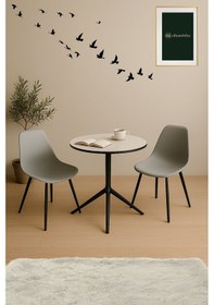 Resim Ella Soft Serisi 70x75 Açılabilir Kompak Panel Mutfak Masa Takımı 2 Sandalye Krem 