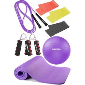 Resim 10 Mm Minderli Pilates Seti - Evde Kolay Antrenman İçin İdeal Mor 