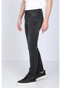 Resim Erkek Siyah Düz Kesim Jean Pantolon 