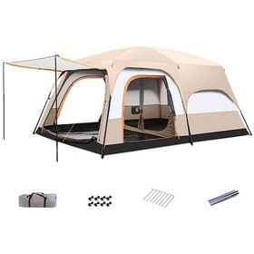 Resim Büyük Uzay Açık Kamp Çadırları 8-10kişi Çift Kat 1 Oda 1 Oturma Odası Kamp Çadırı 380 260 200 Cm Bej 