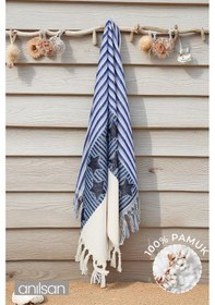 Resim Mirage Plaj Havlusu %100 Pamuk 70x140 Mavi 