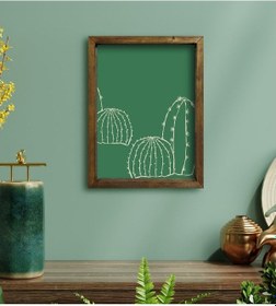 Resim Bk Gift Kaktüs Tasarımlı Doğal Masif Ahşap Çerçeveli Tablo 30X40C (551120399) 