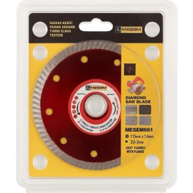 Resim Mena Rise Turbo Daire Testere,, Seramik, Granit, Mermer Kesim Için, 115 mm Boy, 22.2 mm Delik, 1.4 mm Kalınlık, Dayanıklı, Presli, Hızlı Kuru Kesim, Çapak Bırakmaz,, 