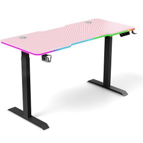 Resim Karr Gaming G-Flex G1S4 Elektrikli Yükseklik Ayarlı RGB Aydınlatmalı Oyuncu Masası - 140x60 - Pembe-Siyah 