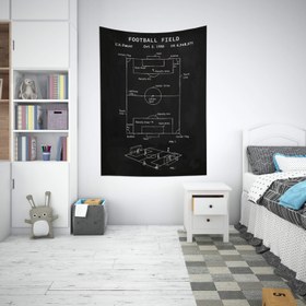 Resim Football Field Chalkboard - Futbol Sahası Duvar Örtüsü - 100 cm x 135 cm 